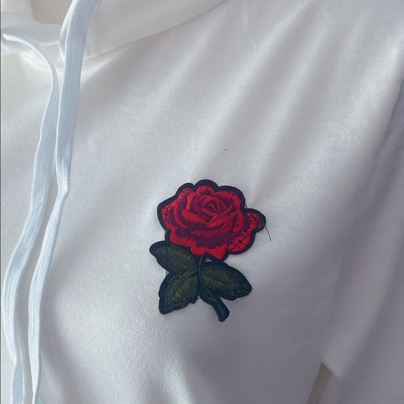 Shein white hoodie with rose symbol - Picture 3 of 8